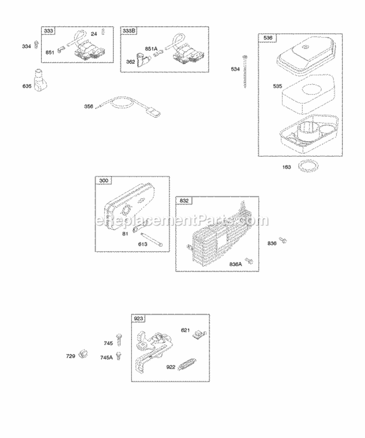 Air Cleaner Brake Exhaust System Ignition Diagram and Parts List for 10S902-0554-B1  Briggs and Stratton Engine